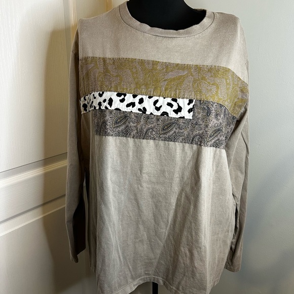 Easel Los Angeles Patchwork Animal‎ Print Oversized Long Sleeve Shirt Womens M - Picture 1 of 8